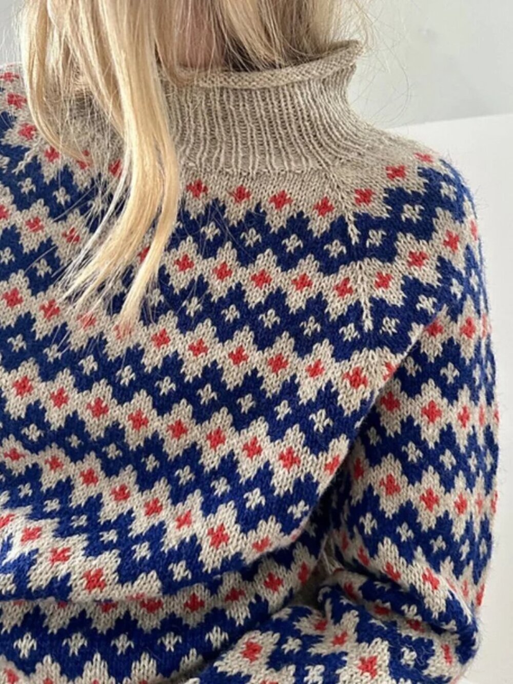 High Neck Patterned Cozy Pullover Sweater - Picture 4 of 6